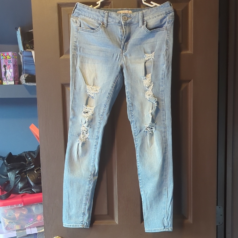 SO Light Blue Distressed Skinny Jeans